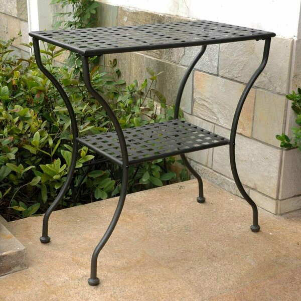 International Caravan Mandalay Iron Rectangular 2 Tier Table, Antique Black 3471-ANT-BK